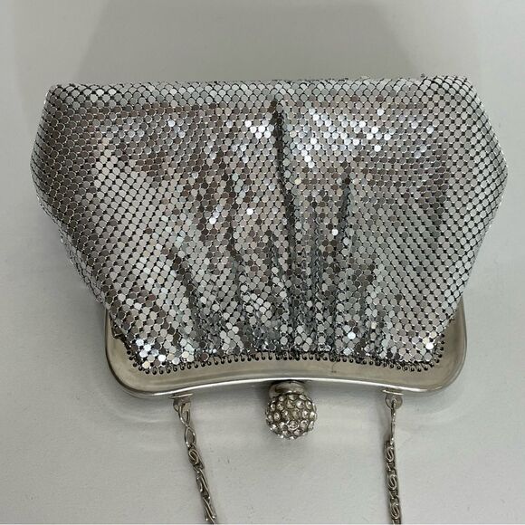 COPY - KATE LANDRY silver metallic mesh rhinestone evening purse formal event - Picture 15 of 15